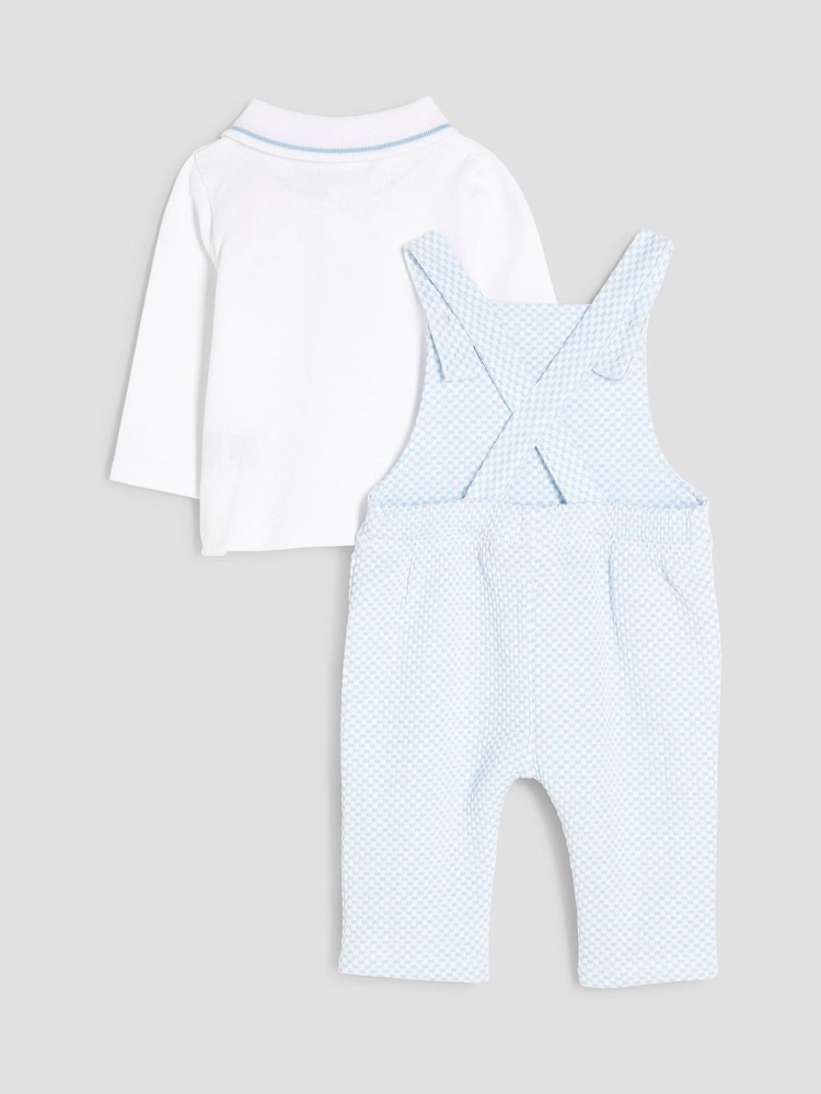 River Island Blue Baby Boys Waistcoat Dungaree Set - Image 2 of 5