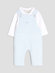 River Island Blue Baby Boys Waistcoat Dungaree Set - Image 3 of 5