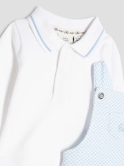 River Island Blue Baby Boys Waistcoat Dungaree Set - Image 4 of 5