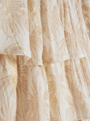 River Island Cream Girls Palm Metallic Trousers Set - Image 5 of 5