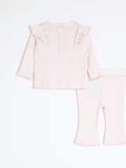 River Island Pink Baby Girls Frill Rib Top Set - Image 3 of 6