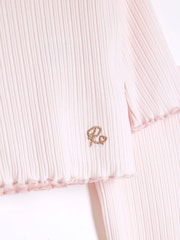 River Island Pink Baby Girls Frill Rib Top Set - Image 5 of 6
