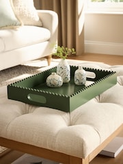 Green Wood Decorative Bobble Detail Tray - Image 1 of 5