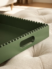 Green Wood Decorative Bobble Detail Tray - Image 3 of 5