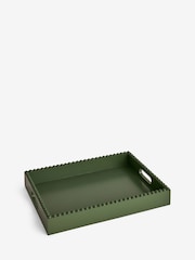 Green Wood Decorative Bobble Detail Tray - Image 4 of 5