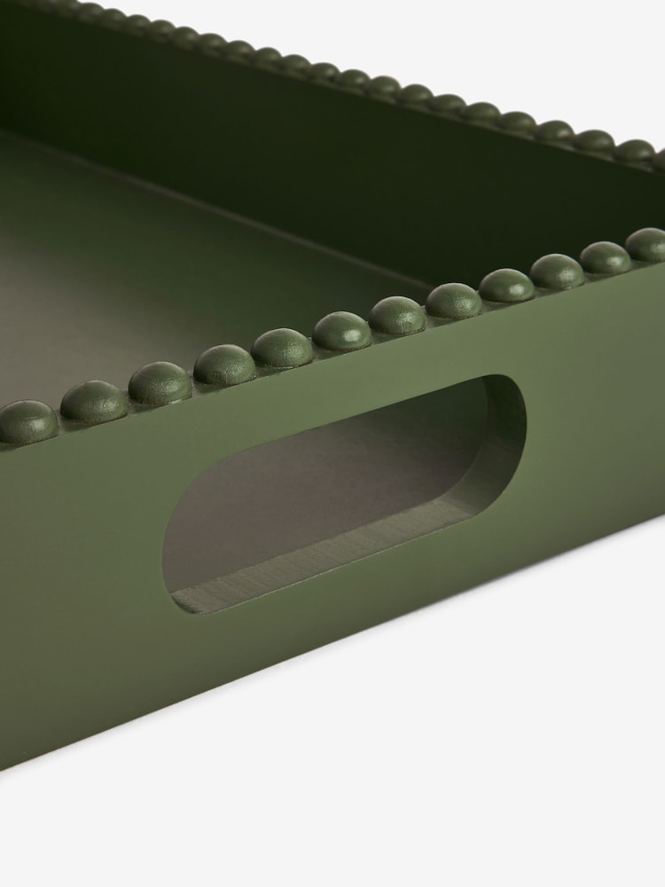 Green Wood Decorative Bobble Detail Tray - Image 5 of 5