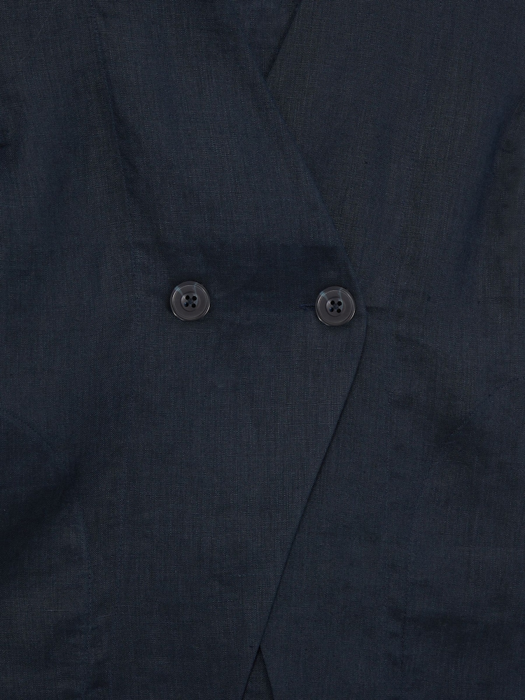 Reiss Navy Whitney Linen Button-Front Waistcoat - Image 6 of 6