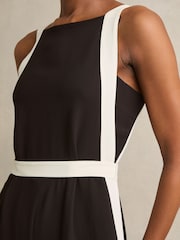 Reiss Chocolate/Cream Salma Colour-Block Wide-Leg Jumpsuit - Image 4 of 6