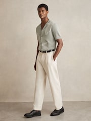 Reiss Soft Sage Laurent Flower Embroidered Knit Shirt - Image 3 of 7