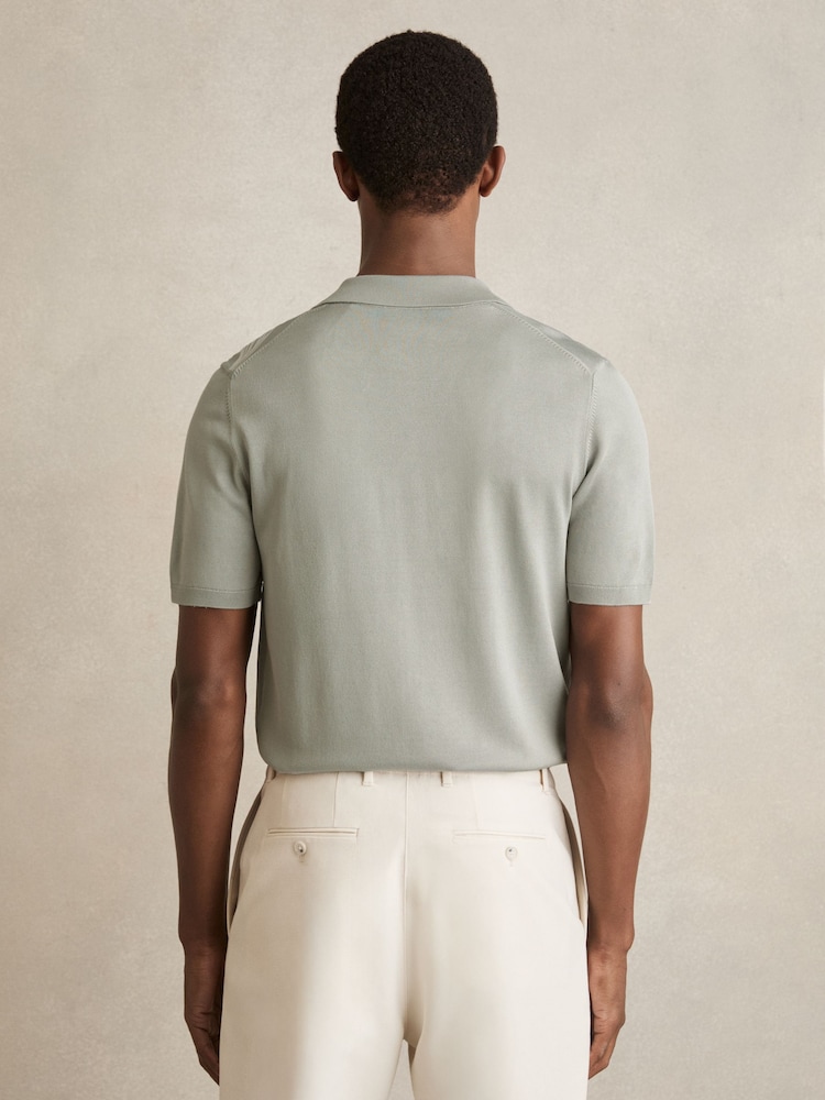Reiss Soft Sage Laurent Flower Embroidered Knit Shirt - Image 5 of 7