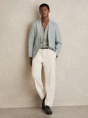 Reiss Soft Sage Laurent Flower Embroidered Knit Shirt - Image 6 of 7