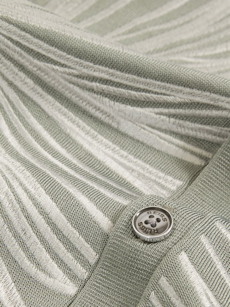 Reiss Soft Sage Laurent Flower Embroidered Knit Shirt - Image 7 of 7