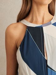 Платье миди с V-образным вырезом на спине Reiss Imogen в полоску - Image 4 of 6