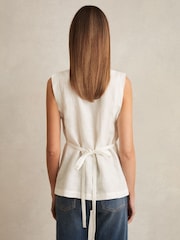 Reiss Ivory Whitney Linen Button-Front Waistcoat - Image 6 of 7