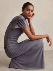 Платье из модального микса Reiss Helia из джерси с оборками - Изображение 3 из 6