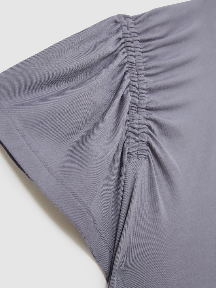 Платье из модального микса Reiss Helia из джерси с оборками - Изображение 6 из 6