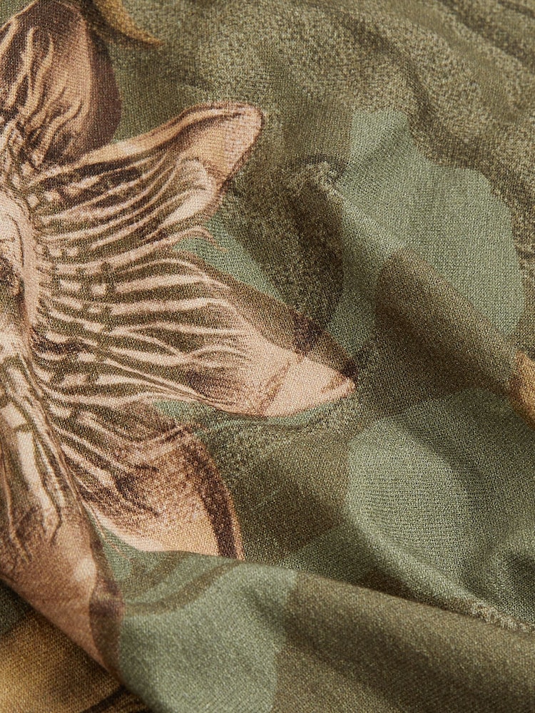 Reiss Khaki Lola Reiss | NYBG Floral Ruched Jersey Dress - Image 5 of 5