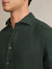 Dark Hunting Green - Льняная рубашка на пуговицах Reiss Ruban - Изображение 5 из 7