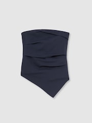 Reiss Navy Millie Ruched Bandeau Top - Image 2 of 6