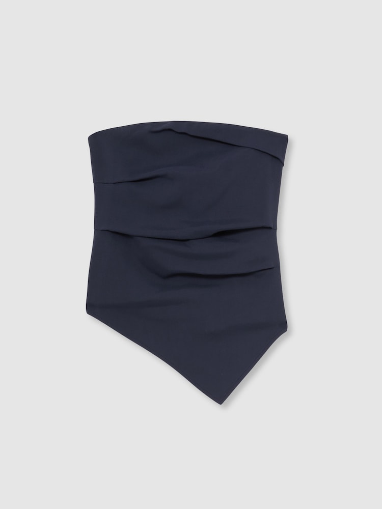 Reiss Navy Millie Ruched Bandeau Top - Image 2 of 6