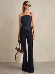 Reiss Navy Millie Ruched Bandeau Top - Image 3 of 6