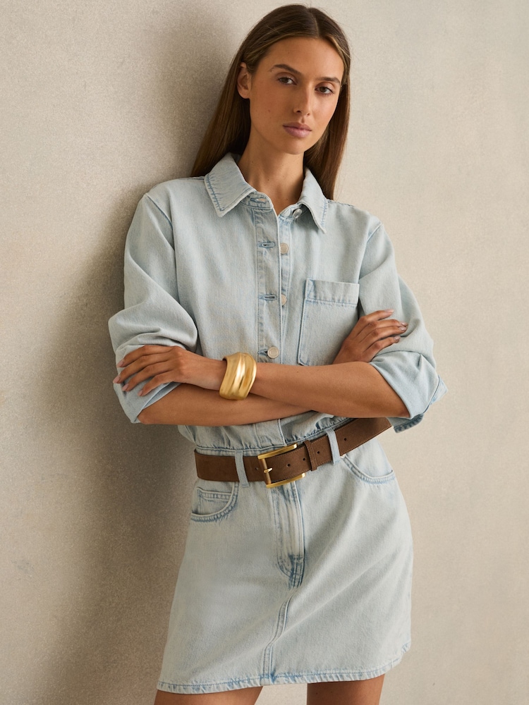Reiss Vienna Denim Mini Dress - Imagen 1 de 6