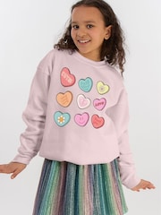 Brands In Pink Pink Girls Valentines Day Love Candy Heart Sweatshirt - Image 1 of 4