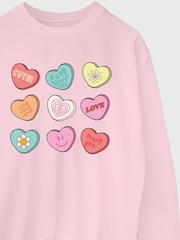 Brands In Pink Pink Girls Valentines Day Love Candy Heart Sweatshirt - Image 4 of 4