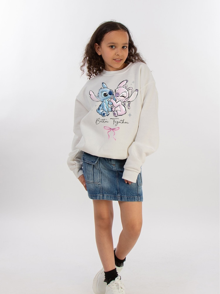 Brands In White Disney Lilo & Stitch And Angel Better Together Sweatshirt - Image 1 of 4