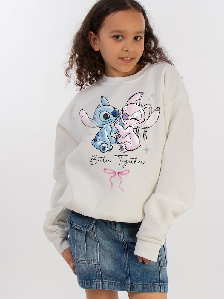 Brands In White Disney Lilo & Stitch And Angel Better Together Sweatshirt - Image 2 of 4
