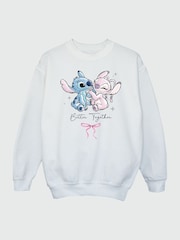 Brands In White Disney Lilo & Stitch And Angel Better Together Sweatshirt - Image 3 of 4