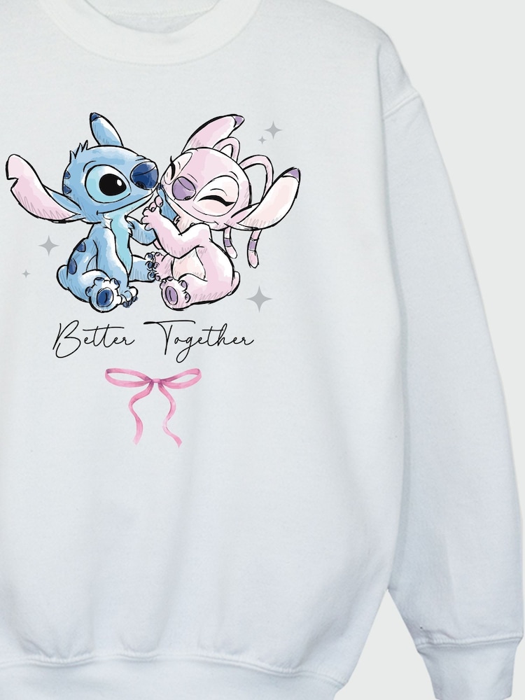 Brands In White Disney Lilo & Stitch And Angel Better Together Sweatshirt - Image 4 of 4