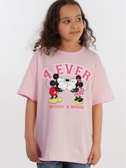 Brands In Pink Girls 100% Cotton Disney Minnie And Mickey 4 Ever T-Shirt - Image 1 of 4