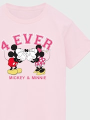 Brands In Pink Girls 100% Cotton Disney Minnie And Mickey 4 Ever T-Shirt - Image 4 of 4