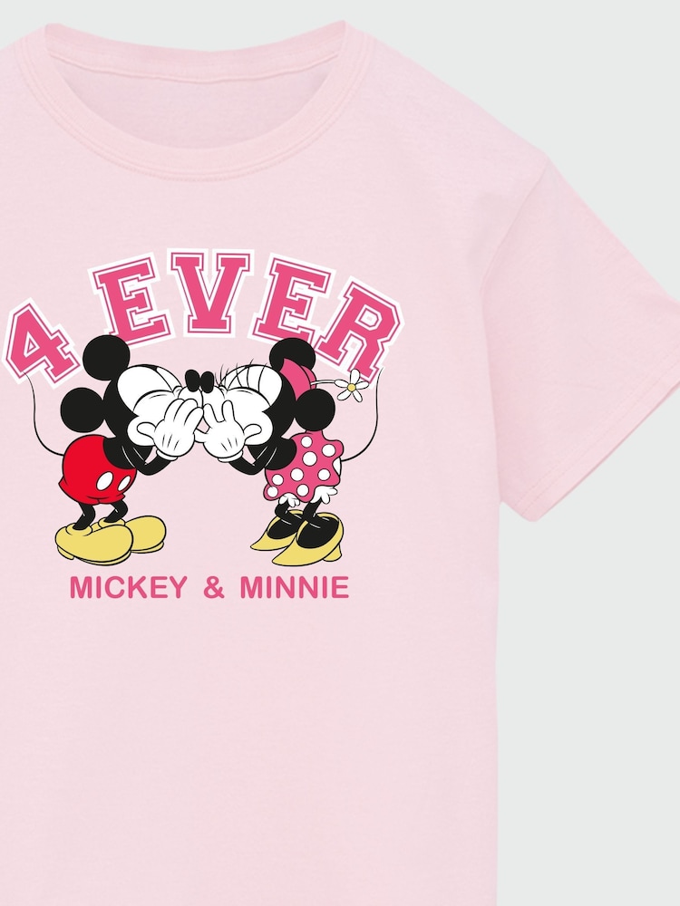 Brands In Pink Girls 100% Cotton Disney Minnie And Mickey 4 Ever T-Shirt - Image 4 of 4