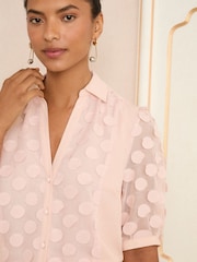 Love & Roses Blush Pink 3D Spot 3/4 Sleeve Shirt - Image 2 of 4