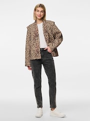 PIECES Brown Quilted Leopard Print Jacket - Image 2 of 5