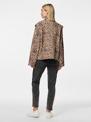 PIECES Brown Quilted Leopard Print Jacket - Image 3 of 5