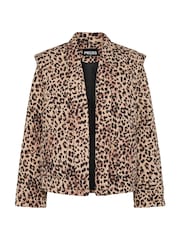 PIECES Brown Quilted Leopard Print Jacket - Image 5 of 5