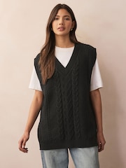 Black Cable Knit Tank - Image 1 of 7