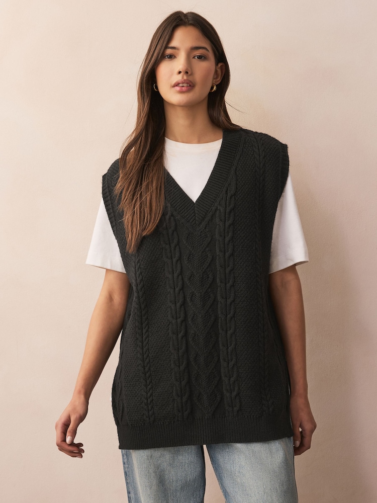 Black Cable Knit Tank - Image 1 of 7