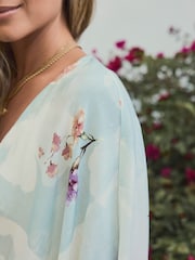 Sage Floral Short Kimono Cover-Up - Image 4 of 7