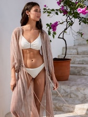 Pale Pink Plisse Tie Waist Maxi Cover-Up - Image 4 of 7