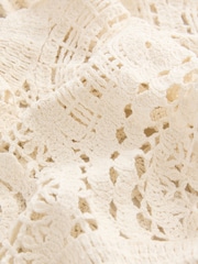 Ecru - 100% Cotton Cropped Crochet Tabbard Cover-Up - Imagem 3 de 3