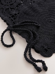 Preto - 100% Cotton Cropped Crochet Tabbard Cover-Up - Imagem 9 de 9