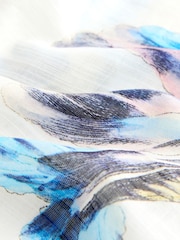 Blue Floral Kew Collection 100% Cotton Tie Waist Maxi Kimono - Image 8 of 9