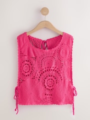 Rosa - 100% Cotton Cropped Crochet Tabbard Cover-Up - Imagem 1 de 3