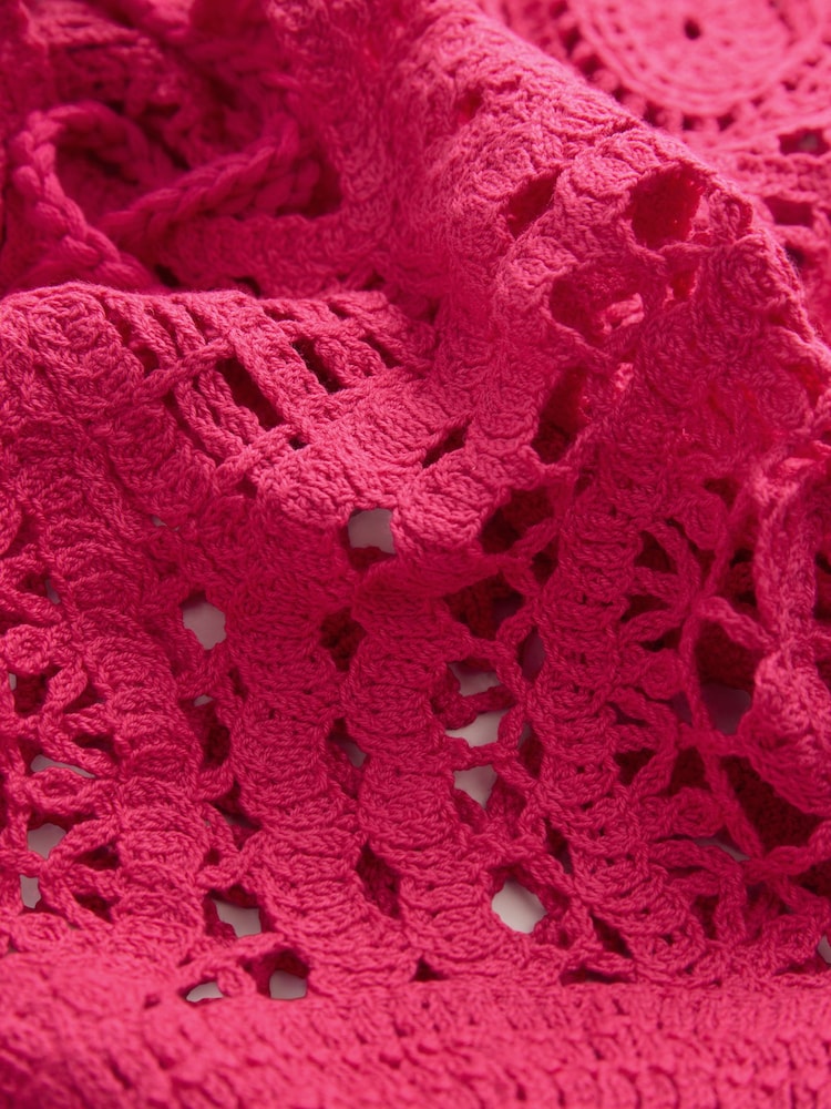 Rosa - 100% Cotton Cropped Crochet Tabbard Cover-Up - Imagem 2 de 3