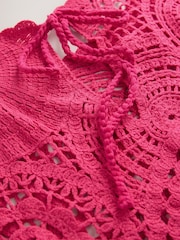 Rosa - 100% Cotton Cropped Crochet Tabbard Cover-Up - Imagem 3 de 3