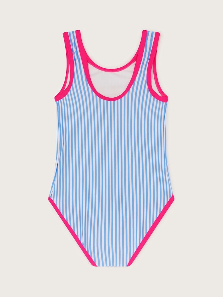 Monsoon Blue Unicorn Stripe Print Swimsuit - Image 2 of 3